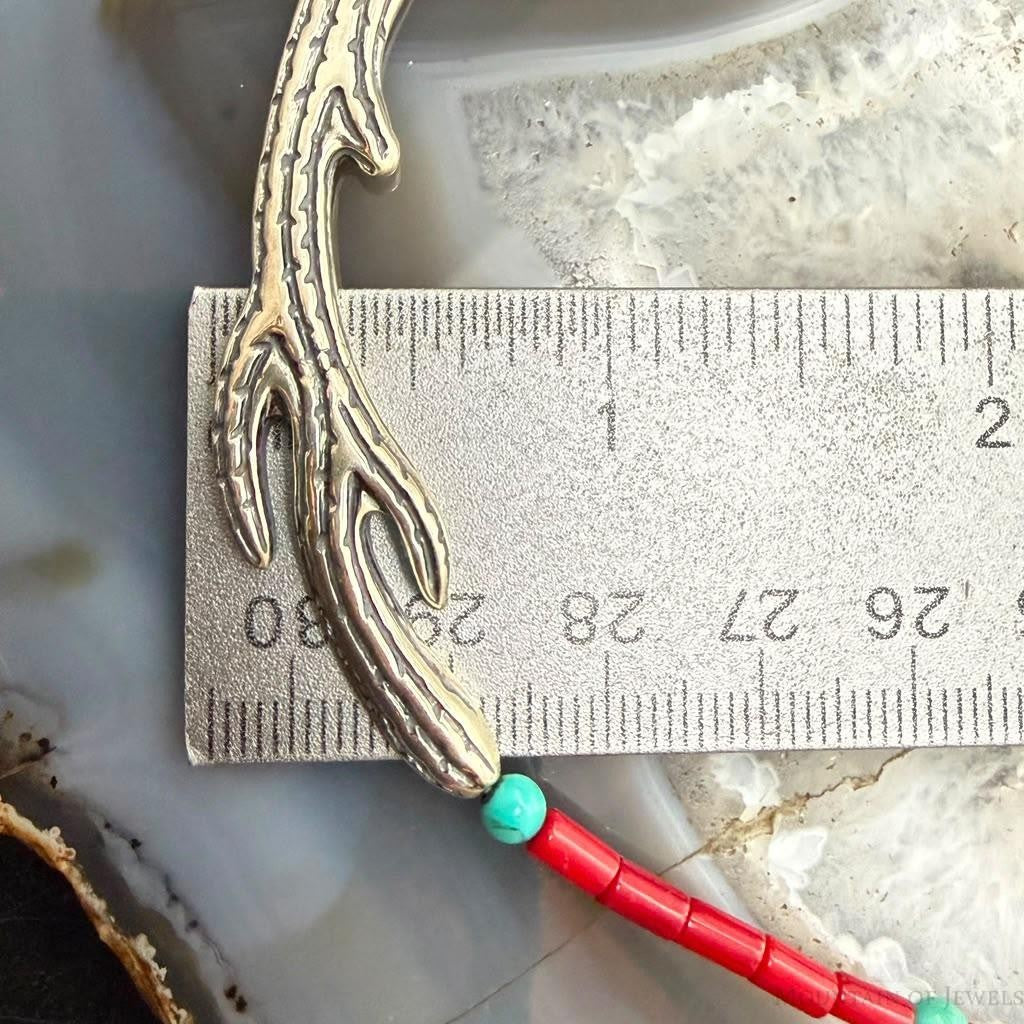 Carolyn Pollack Sterling Silver Cactus Pendant on Coral 14"-17" Necklace For Women