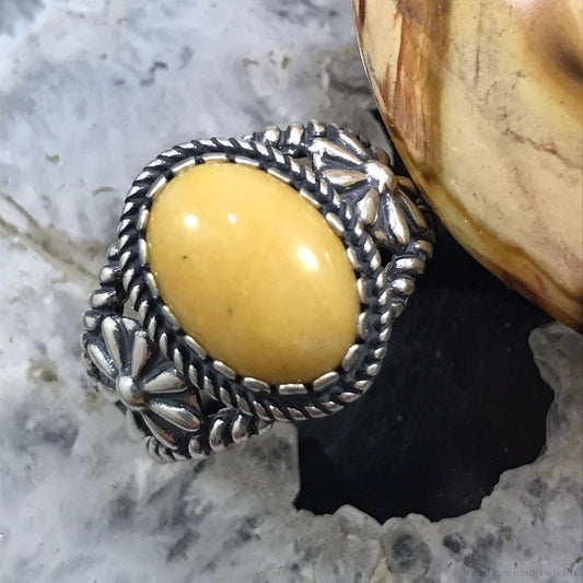 Carolyn Pollack Sterling Silver Oval Yellow Jasper Ring Size 10.25 For Women