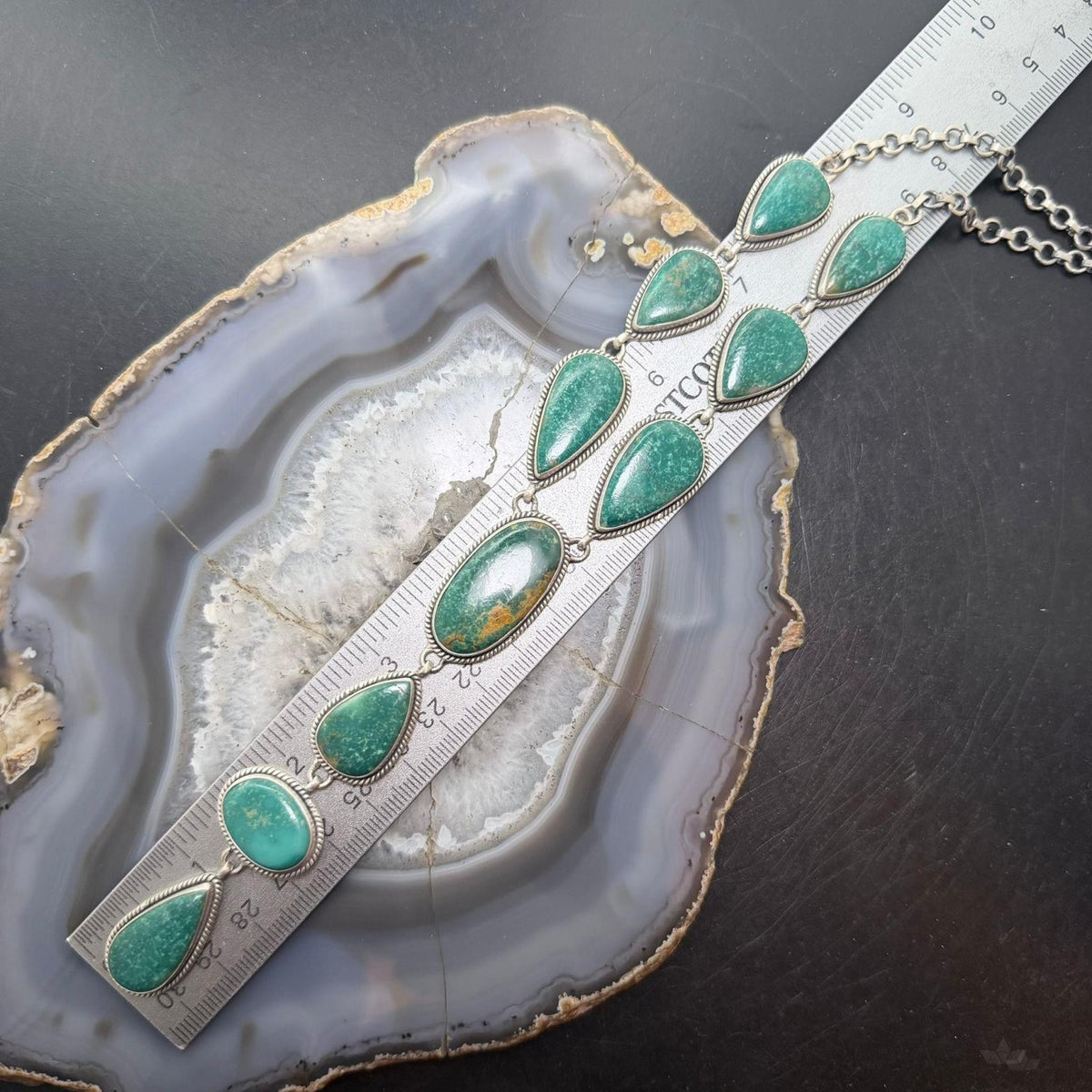 Sterling Silver Southwestern Style White Water Turquoise Lariat 25" Necklace For Women