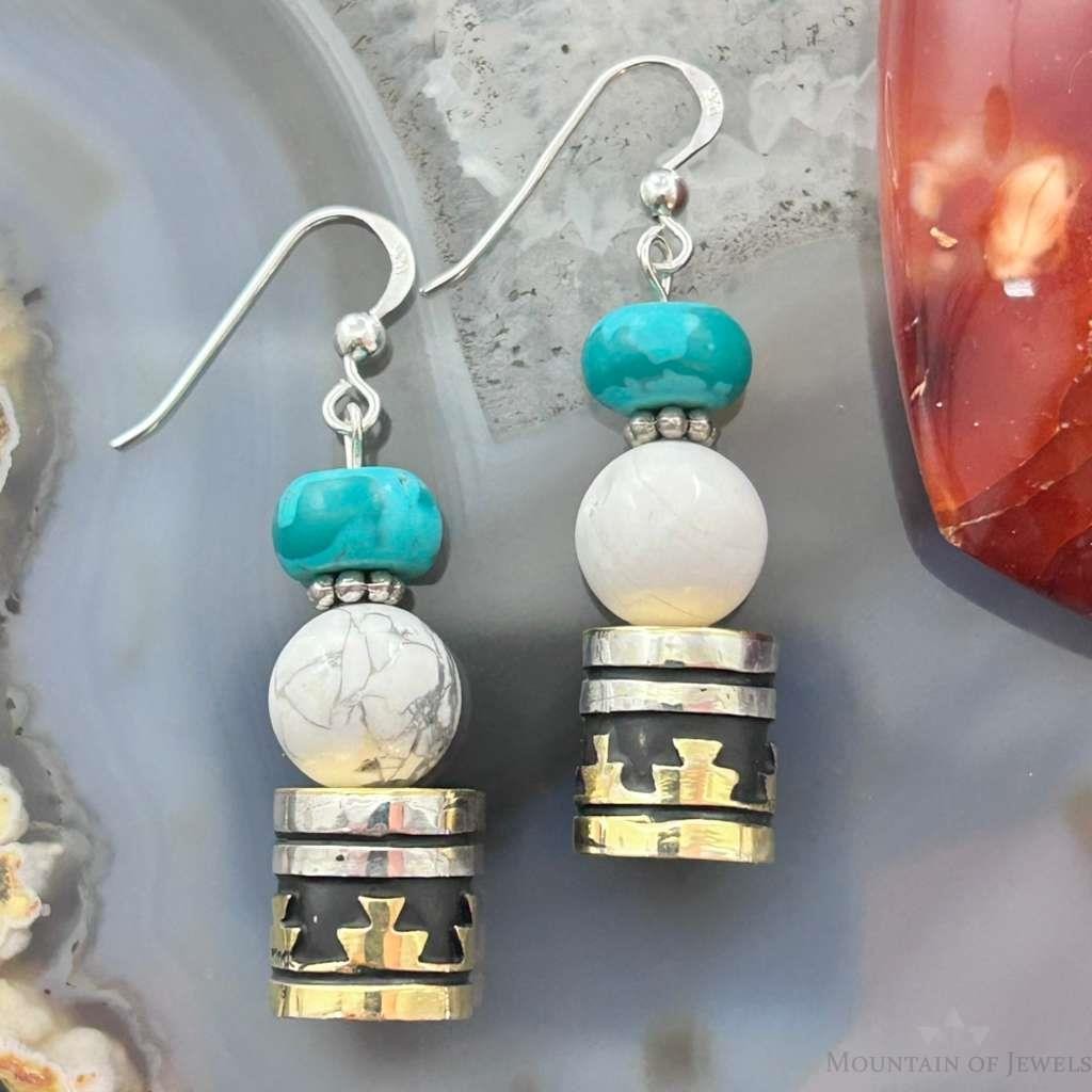 Tommy & Rosita Singer Sterling Silver Turquoise,Howlite Beads Dangle Earrings For Women
