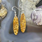 Sterling Silver Elongated Oval Fossilized Jasper Slab Dangle Earrings For Women #210