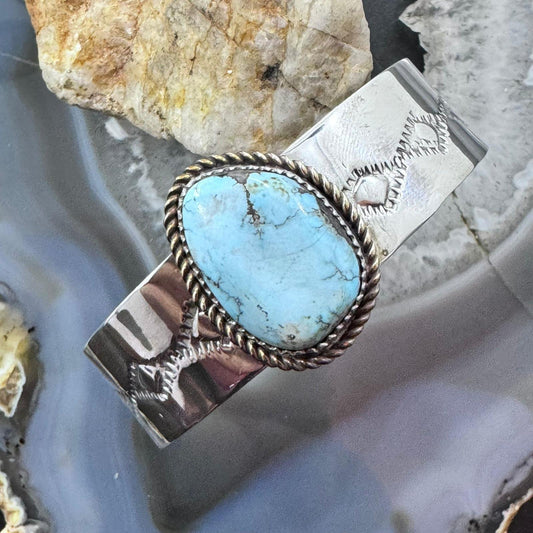 Anthony Lujan Taos Pueblo Vintage Sterling Natural Turquoise Bracelet For Women