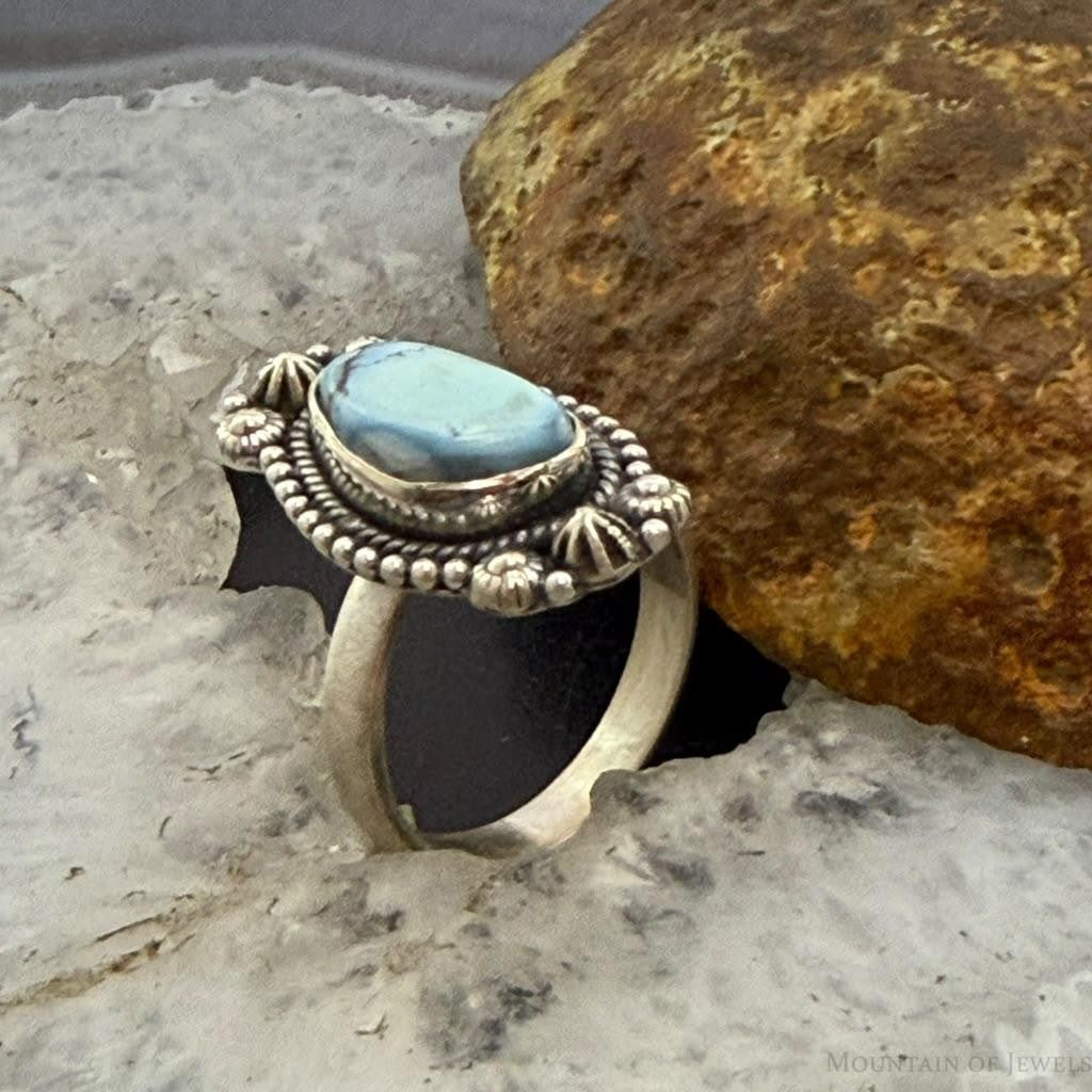 Sterling Silver Southwestern Style Golden Hill Turquoise Adjustable Ring For Women #2