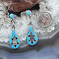 Emma Bowekaty Sterling Silver Turquoise Zuni Inlay Dangle Earrings For Women