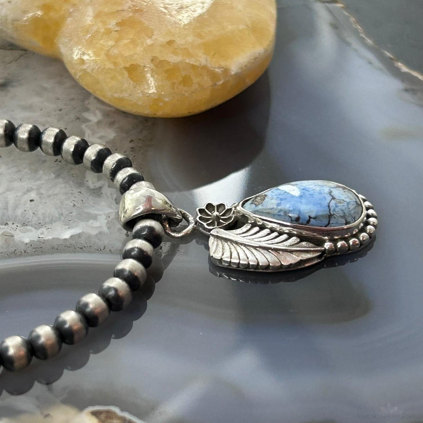 Sterling Silver Southwestern Style Teardrop Golden Hill Turquoise Pendant For Women