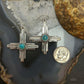 Sterling Silver Southwestern Style Round Mohave Turquoise Zia Dangle Earrings For Women