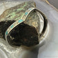 Vintage Native American Silver Chip Inlay Turquoise & MOP Zigzag Cuff For Women