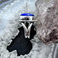 Native American Sterling Silver Oval Lapis Decorated Ring Size 7 For Women