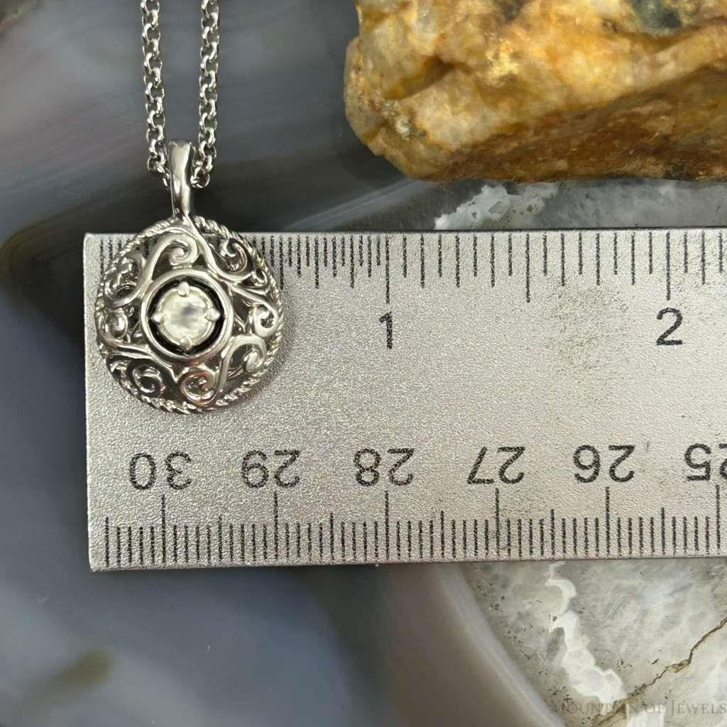 Carolyn Pollack Sterling Silver White Topaz in Round Swirl Pendant Necklace For Women