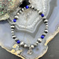 Carolyn Pollack Sterling Silver Navajo Pearl Style Bead & Lapis Bead Stretch Bracelet For Women