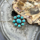 Sterling Silver Southwestern Style Mohave Turquoise Cluster Ring Size 7.5 For Women