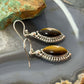 Sterling Silver Southwestern Style Marquise Tiger's Eye Earrings For Women