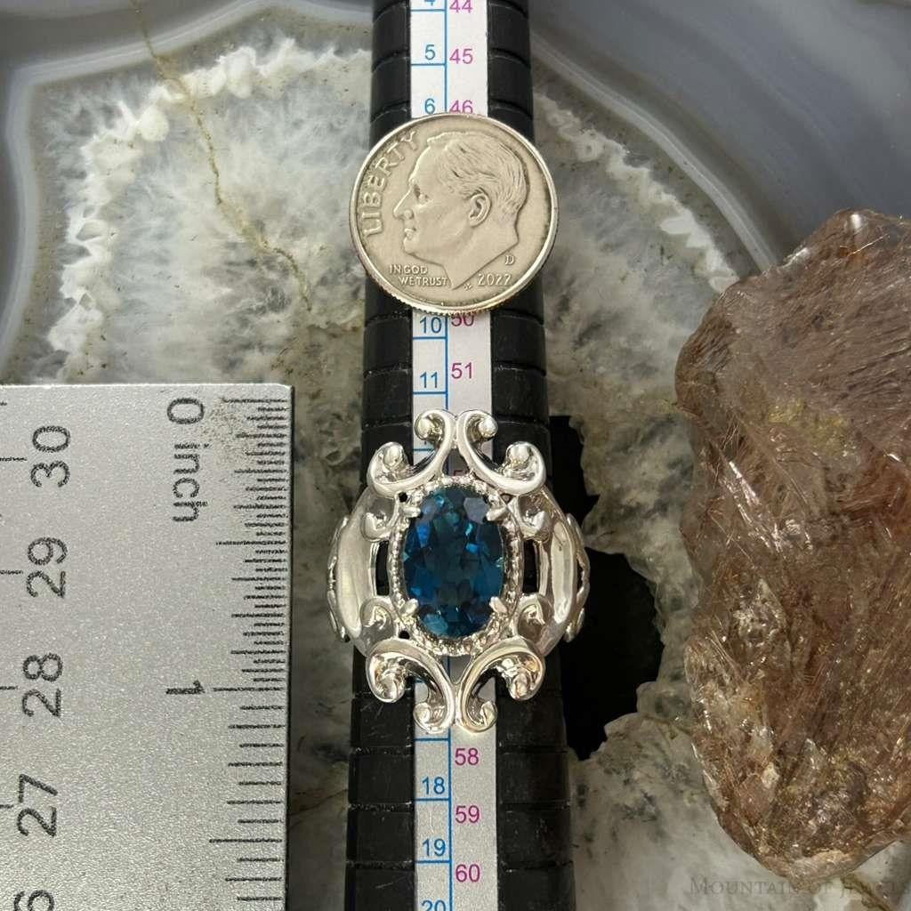 Carolyn Pollack Sterling Silver Faceted London Blue Topaz Decorated Ring For Women