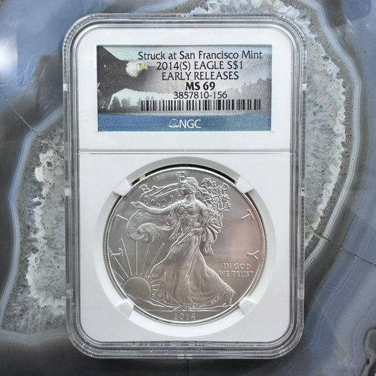 2014 US 1.0oz .999 Fine Silver American Silver Eagle NGC MS69 #3857810-156EX