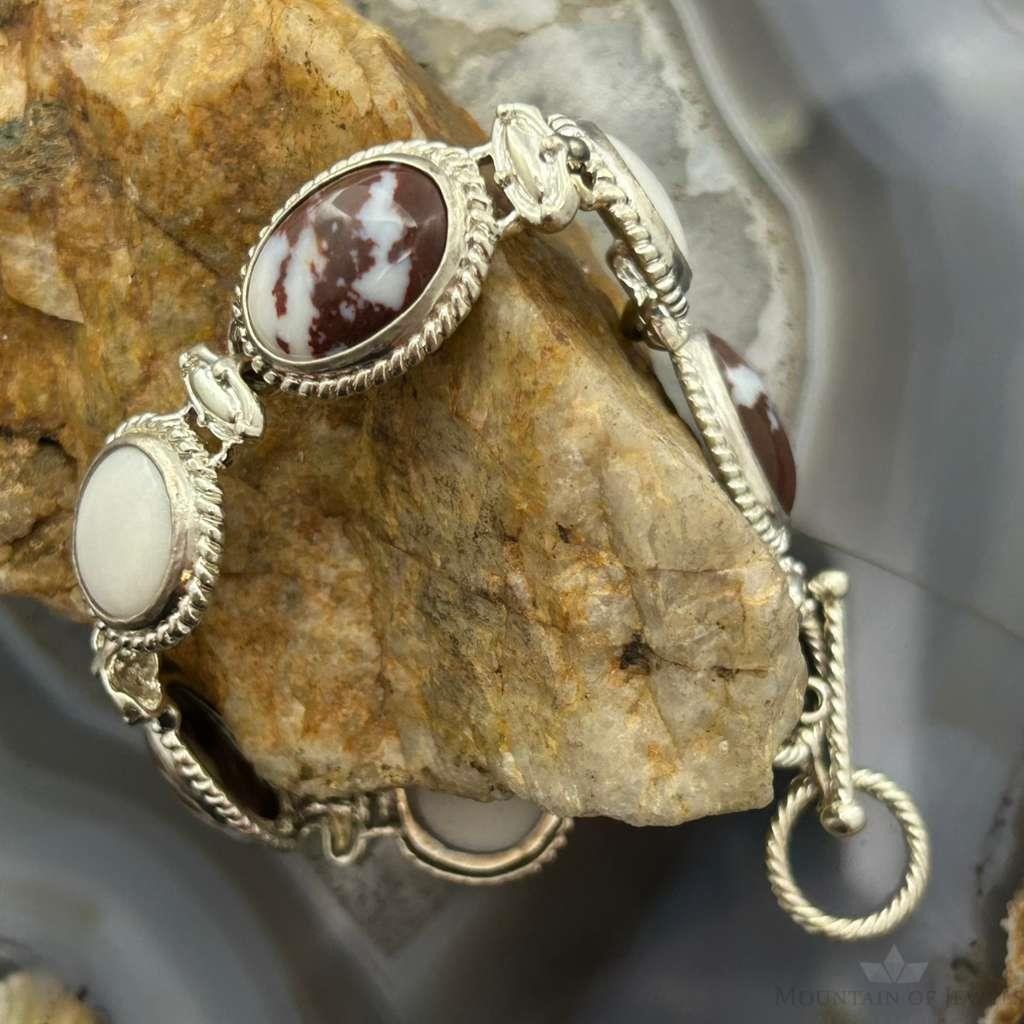 Carolyn Pollack Sterling Silver Wild Horse & white Agate Link Bracelet For Women