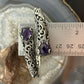 Carolyn Pollack Sterling Silver Faceted Amethyst Overlapping Decorated Hinged Bracelet