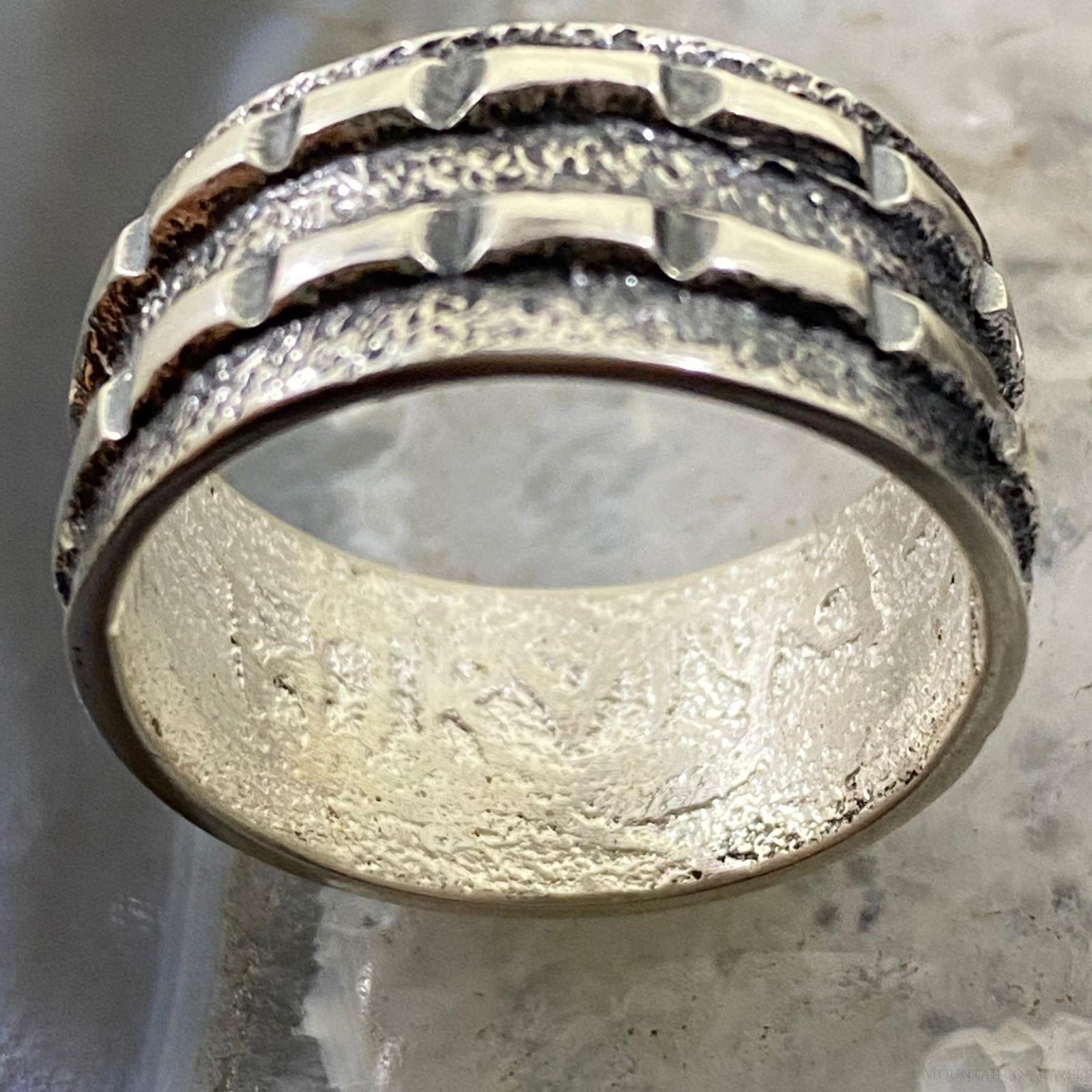 Steve Larance (Wikviya) Hopi Sterling Silver Tufa Cast Ring Size 10.25 For  Women