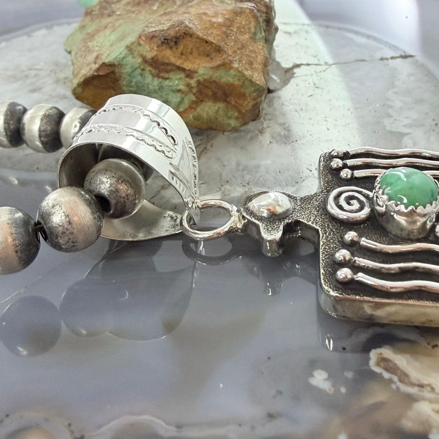 Alonzo Mariano Sterling Silver Turquoise Decorated Thunderbird Unisex Pendant