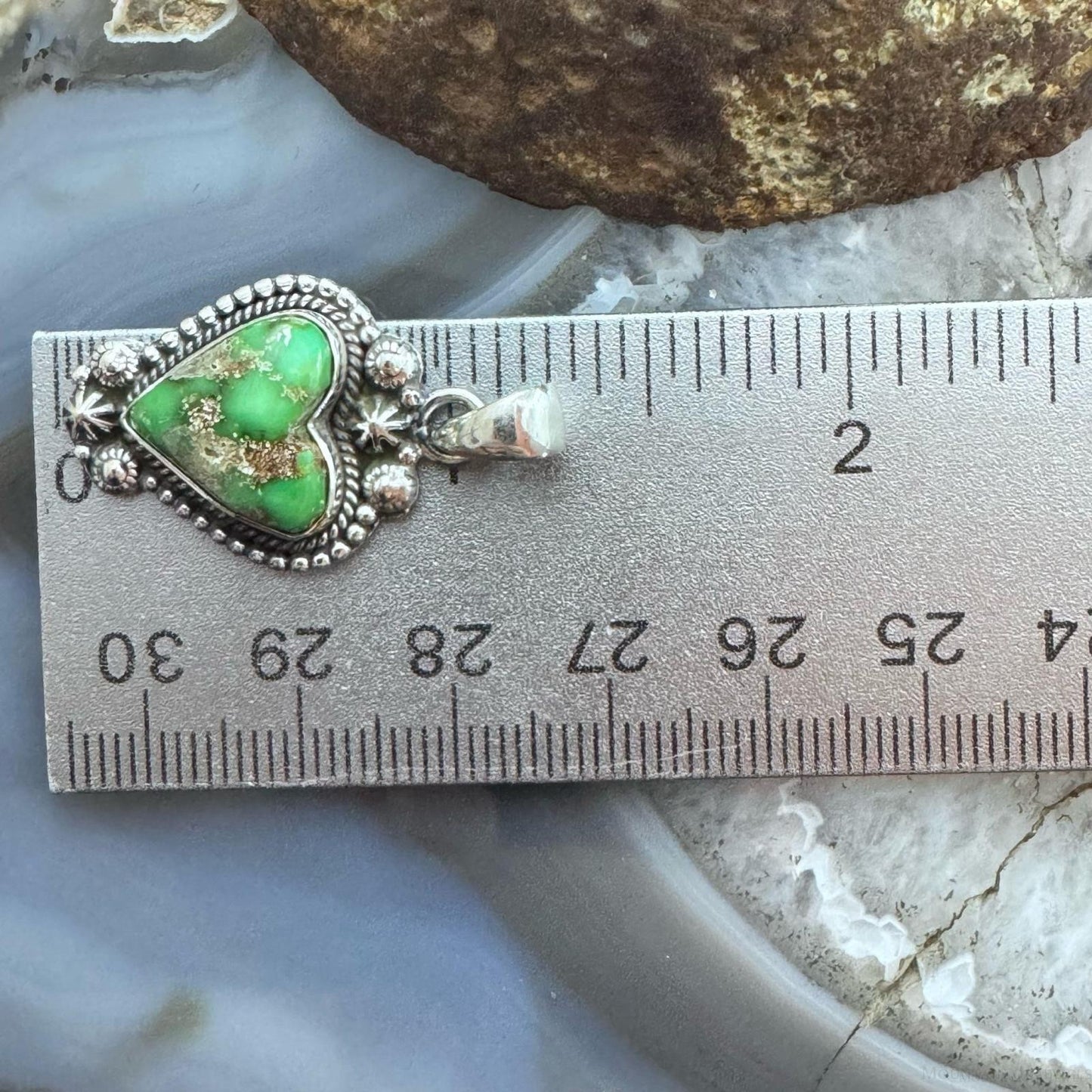 Southwestern Style Sterling Silver Sonora Gold Turquoise Heart Pendant For Women