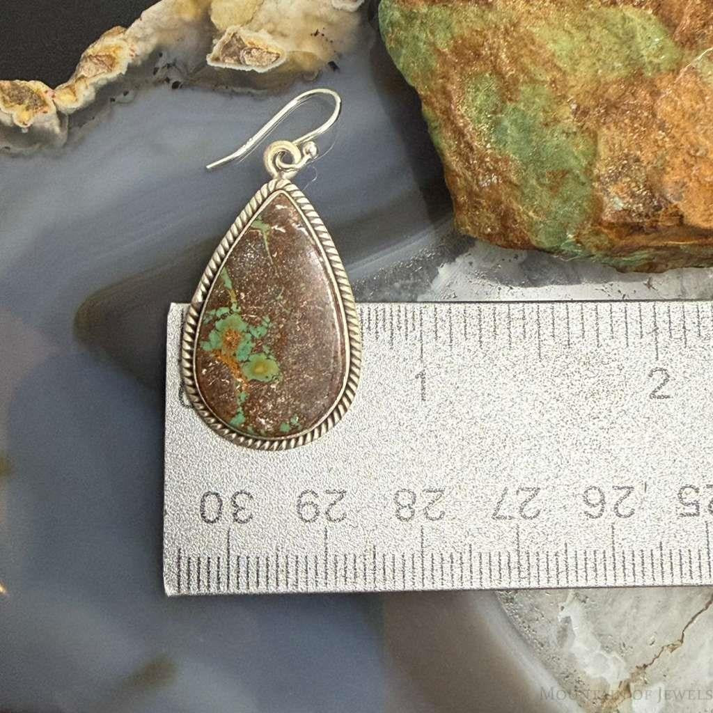 Sterling Southwestern Style Teardrop Turquoise Dangle Earrings For Women #2