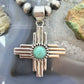 Sterling Silver Southwestern Style Teardrop Mohave Turquoise Unisex Zia Pendant