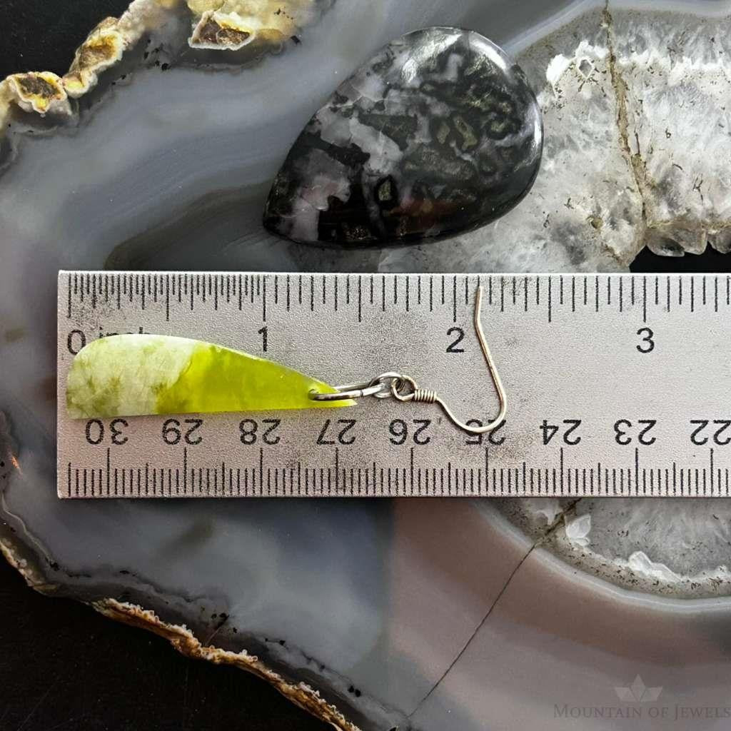 Sterling Silver Half Moon Vesuvianite Slab Dangle Earrings For Women #329