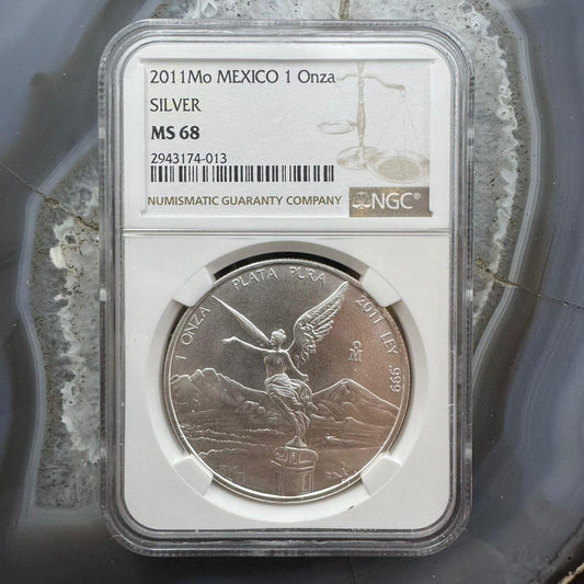 2011 Mexico One Ounce Libertad .999 Fine Silver NGC MS68 #2943174-013
