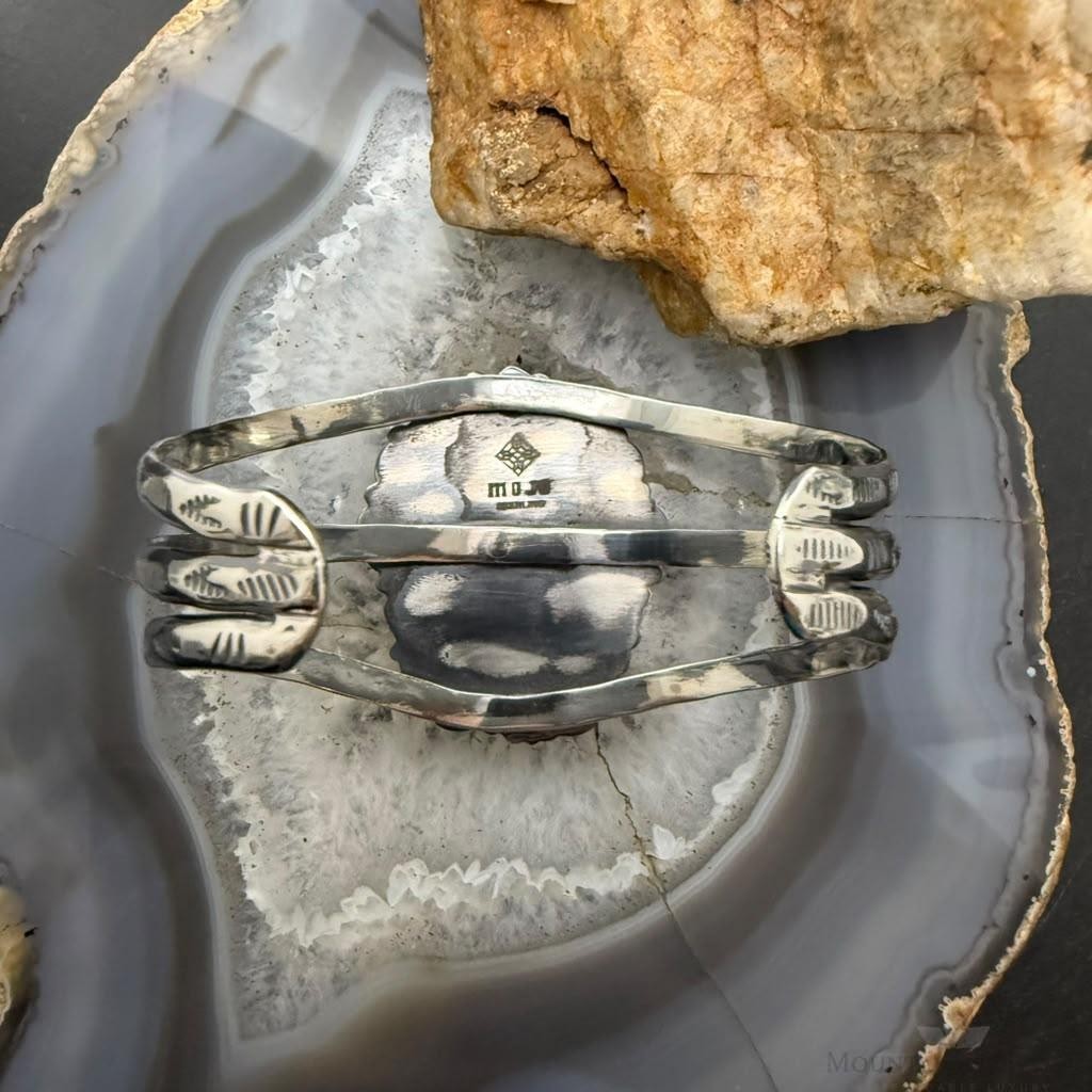 Sterling Silver Southwestern Style Oval Charoite Decorated Bracelet For Women