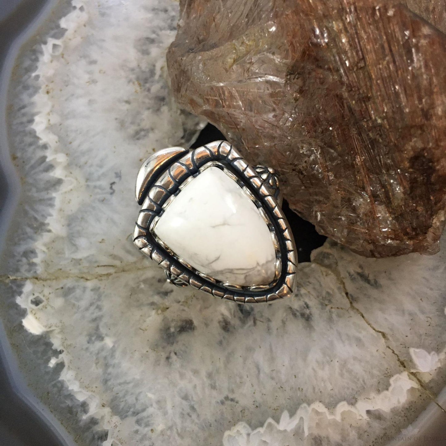 Carolyn Pollack Southwestern Style Sterling Silver Shield Howlite Ring For Women