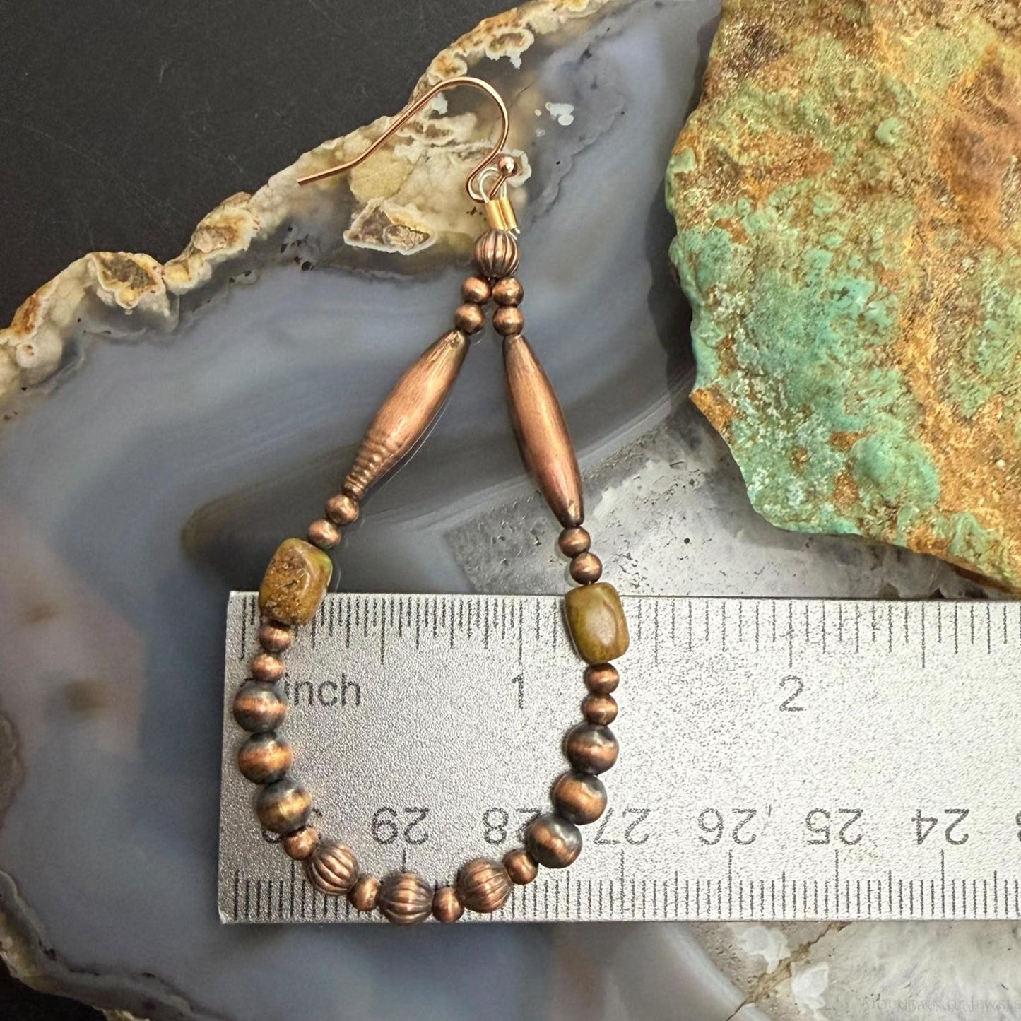 Southwestern Style Copper 3-5mm Navajo Pearl Beads Dangle Earrings For Women
