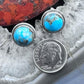 Native American Sterling Silver Rounded Turquoise Stud Earrings For Women