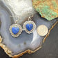 Vintage Signed Sterling Silver Denim Lapis Heart Dangle Earrings For Women