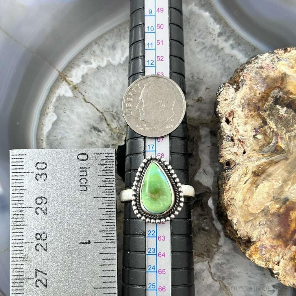 Sterling Silver Southwestern Style Teardrop Sonora Gold Turquoise Adjustable Ring For Women #9