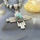 Sterling Silver Southwestern Style Teardrop Mohave Turquoise Unisex Zia Pendant