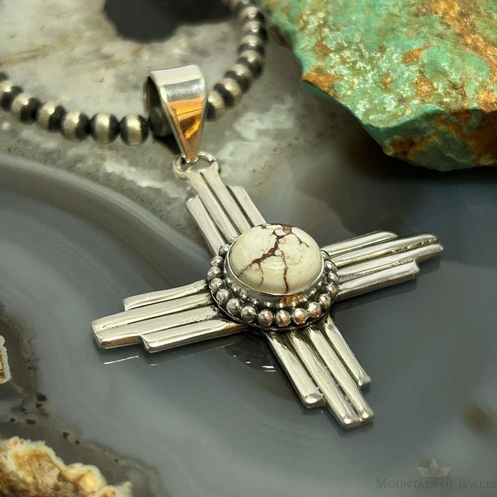 Sterling Silver Southwestern Style Round Wild Horse Unisex Zia Pendant #4