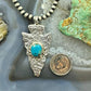 Gary Custer Navajo Native American Sterling Silver Tufa Cast Turquoise Arrowhead Unisex Pendant #1