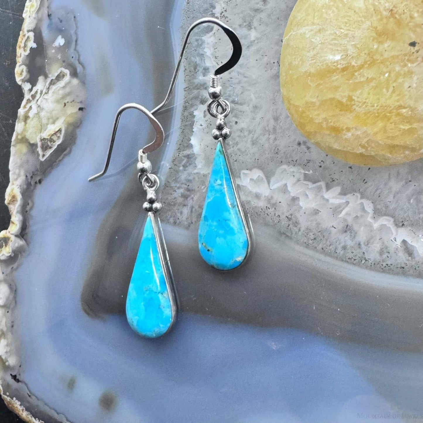 Phillippines Southwestern Style Sterling Silver Teardrop Turquoise Fashion Dangle Earring For Womens