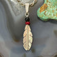Anthony Gatewood Sterling Silver Onyx & Coral Beads Feather Pendant For Women