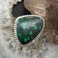 Sterling Silver Southwestern Style Wide Triangle Malachite Ring Size 9 For Women
