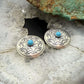 Native American Sterling Silver Stamped Rounded Concho w/Turquoise Stud Earrings For Women