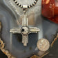 Sterling Silver Southwestern Style Round White Buffalo Unisex Zia Pendant #1