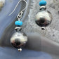 Native American Sterling Silver Navajo Pearl Bead w/Turquoise Dangle Earrings For Women