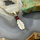 Anthony Gatewood Sterling Silver Onyx & Coral Beads Feather Pendant For Women