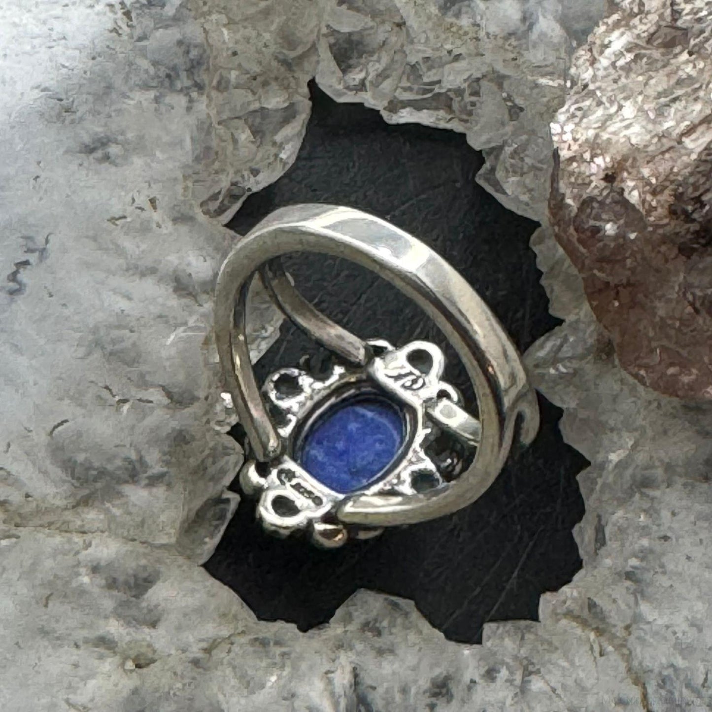 Carolyn Pollack Sterling Silver Oval Denim Lapis Ring For Women w/Size Variety