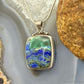 Vintage Sterling Silver square Azurite Malachite Fashion Pendant For Women
