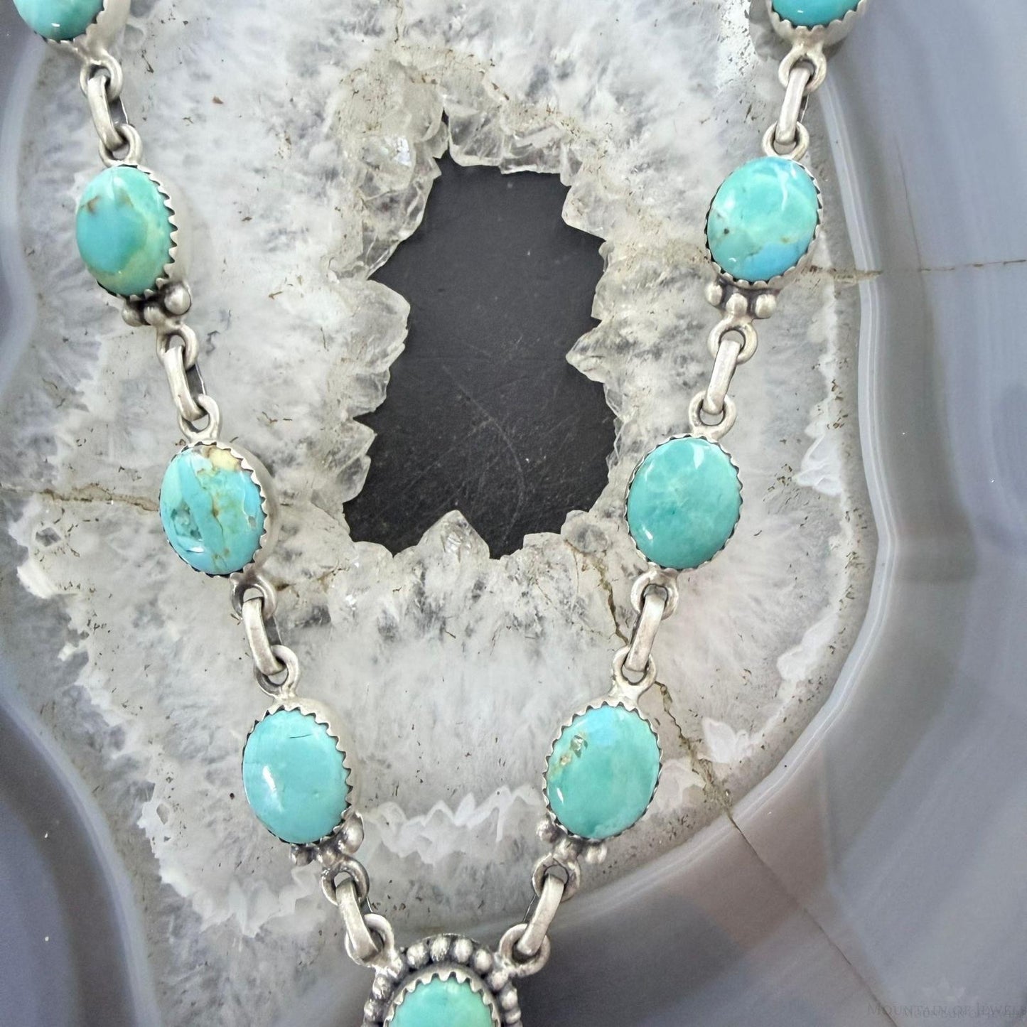 Sterling Silver Southwestern Style Mohave Turquoise Lariat 18"-20" Necklace For Women