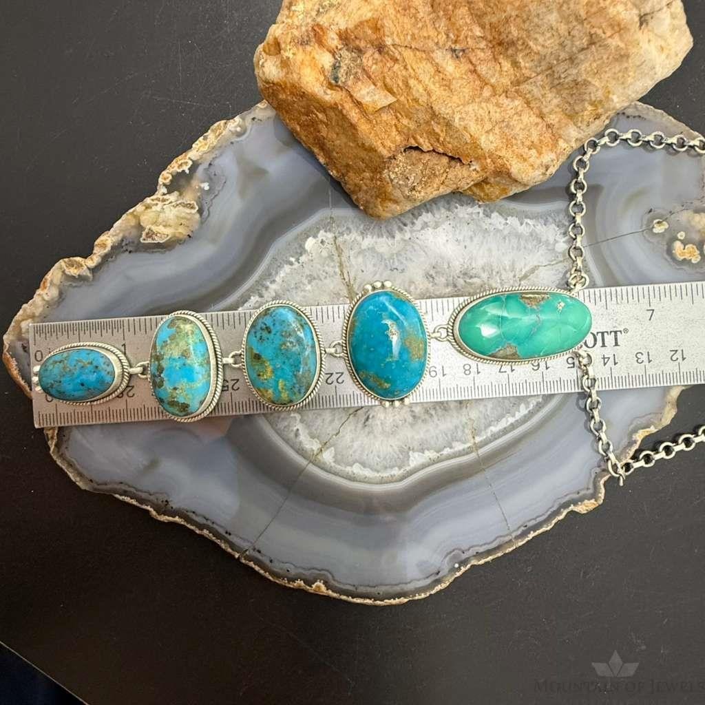 Sterling Silver Southwestern Style Kingman Turquoise 32" Necklace For Women