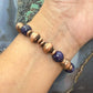 Southwestern Style Copper 10mm Navajo Pearl Beads&10mm Charoite Stretch Bracelet For Women