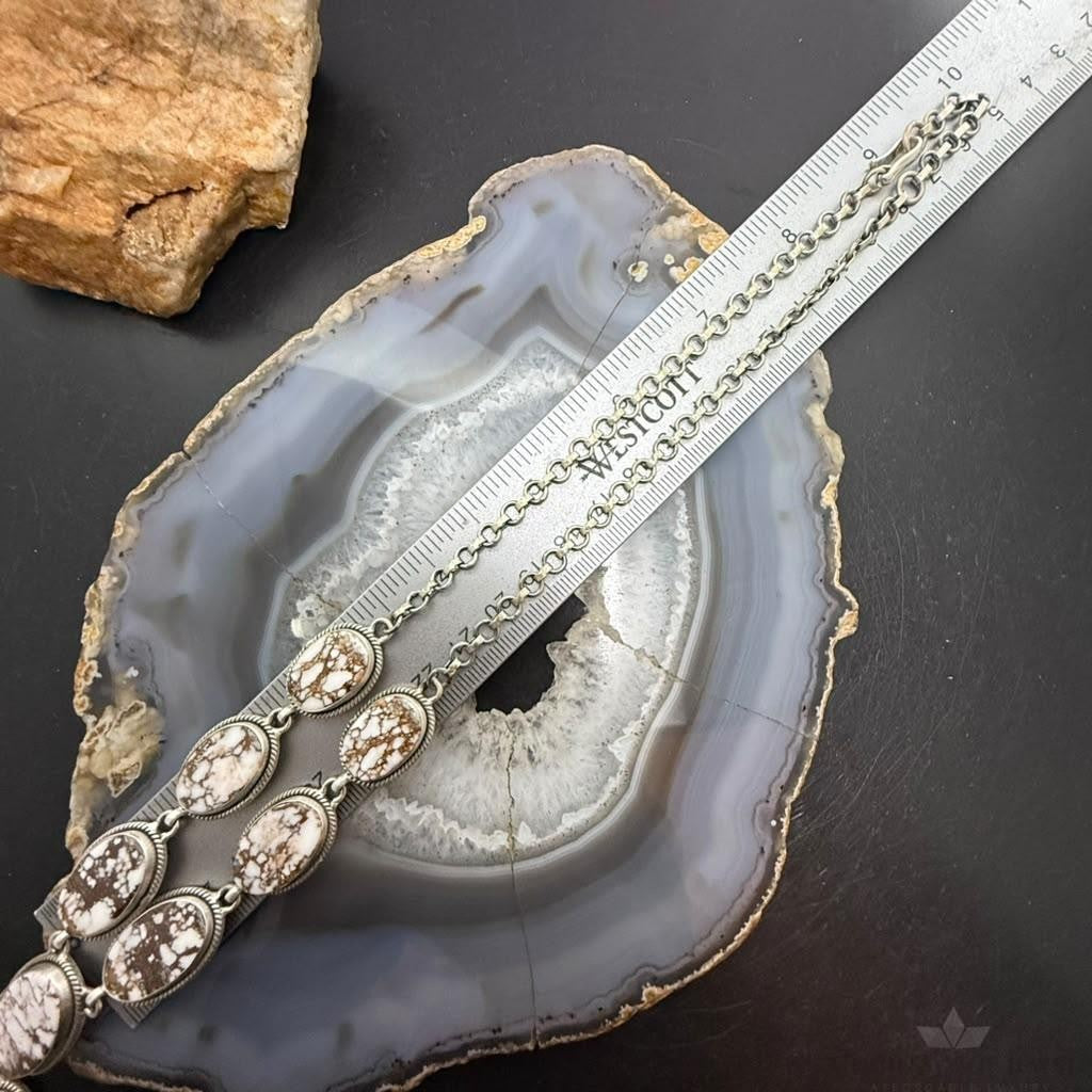 Sterling Silver Southwestern Style 10 Oval Wild Horse Lariat 25" Necklace For Women