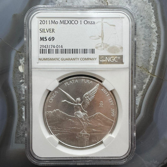 2011 Mexico One Ounce Libertad .999 Fine Silver NGC MS69 #2943174-014